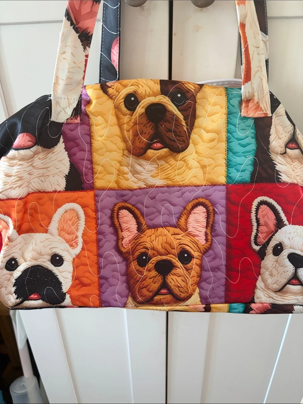 Colorful French Bulldog Quilted Dog Tote Bag New Large20’17’ tall Super Cute!
